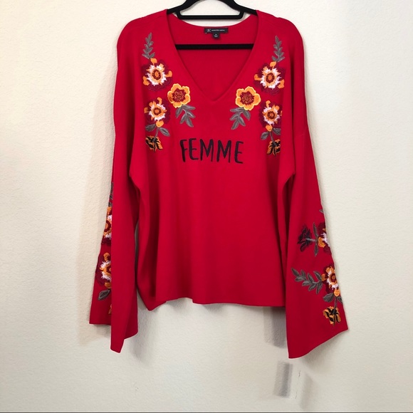 NWT INC Macy's Floral Femme Knit Sweater Plus 3X - Picture 3 of 5